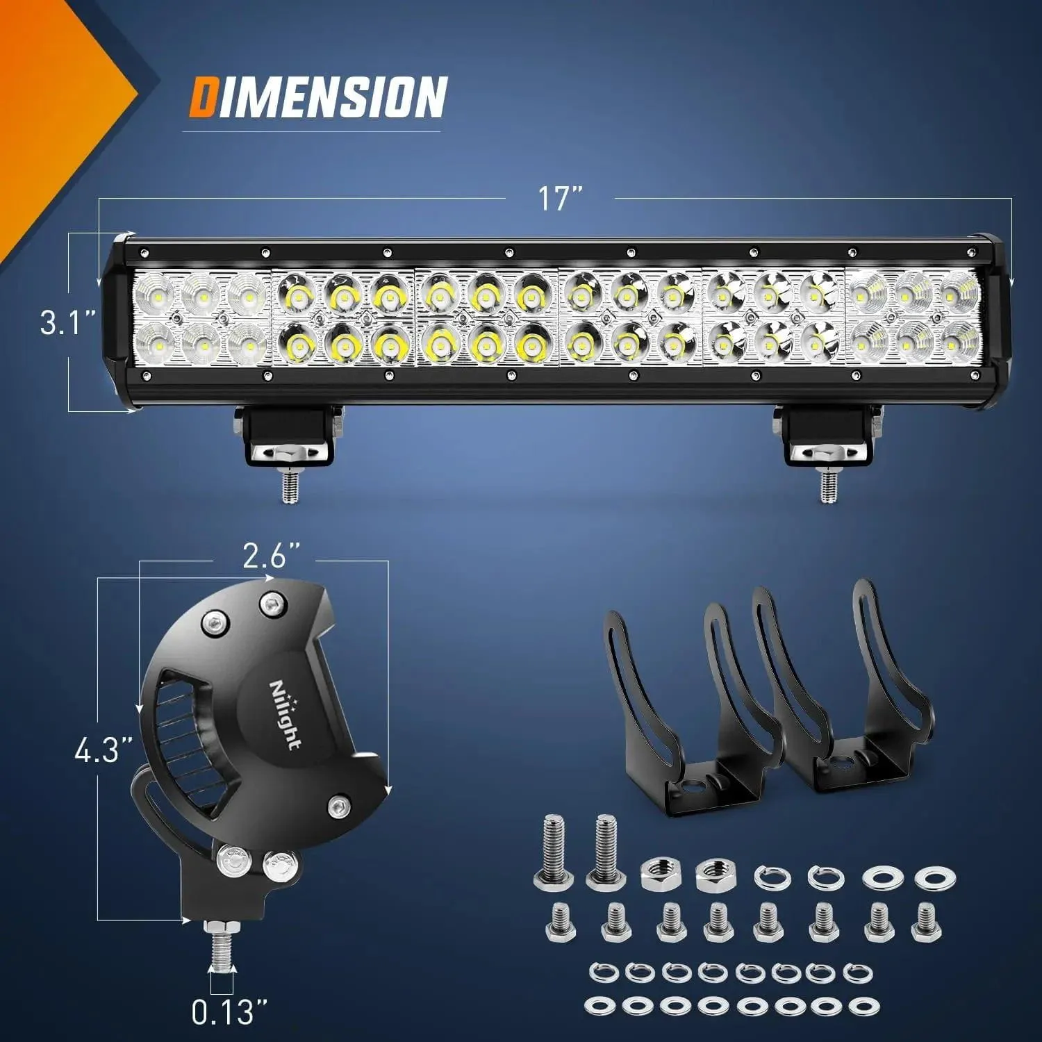 17 Inch 108W Double Row Spot/Flood Led Light Bar