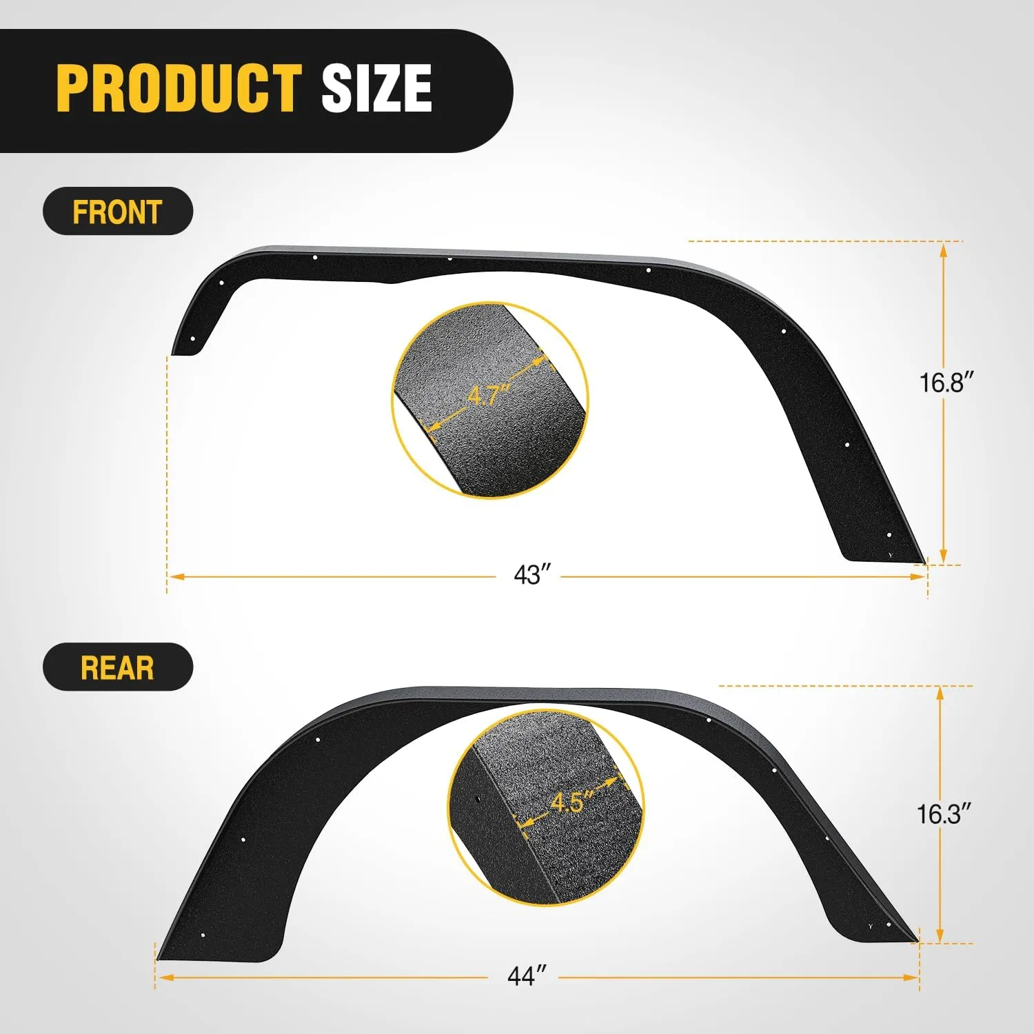 1987-1995 Jeep Wrangler YJ Front Rear Fender Flares Kit