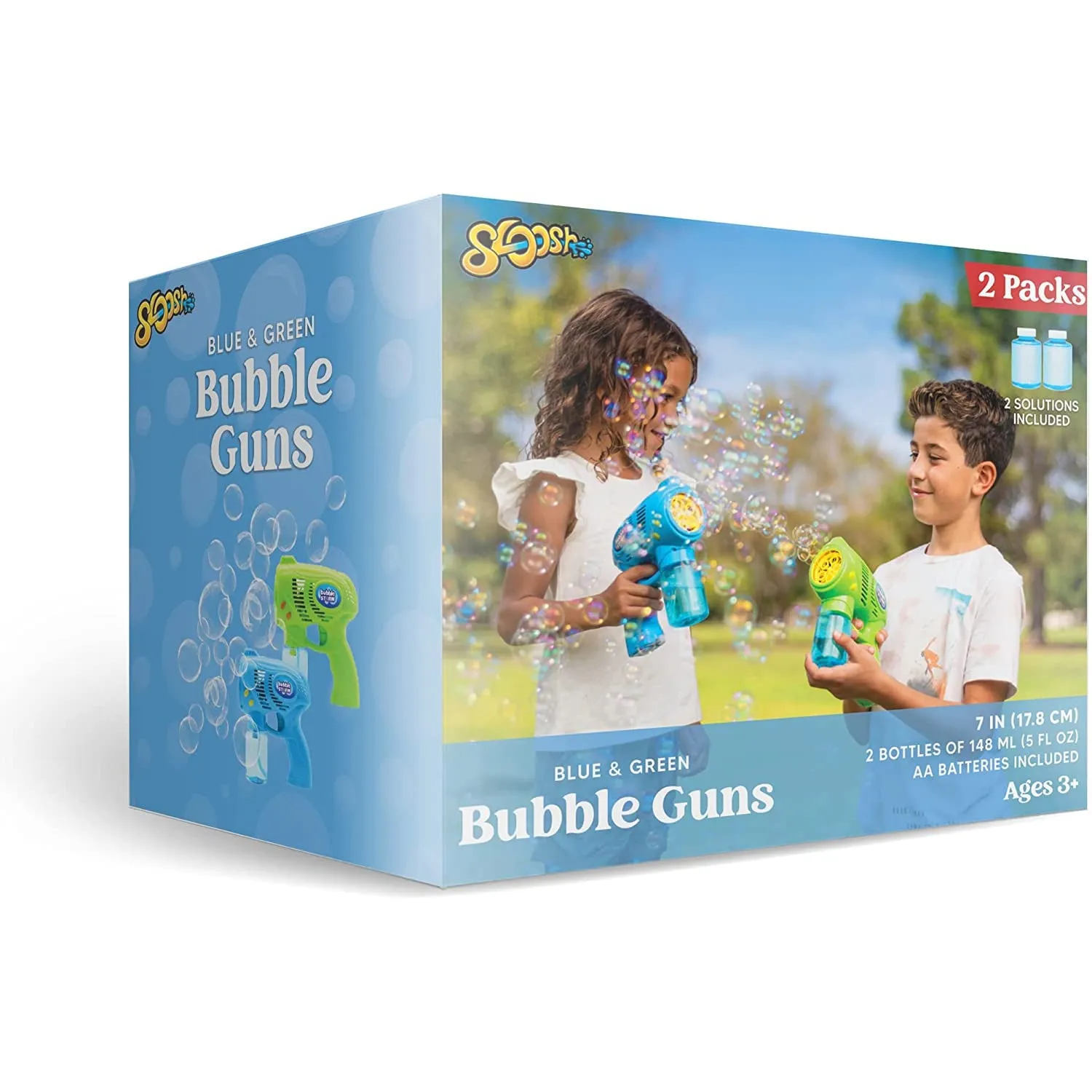 2-Pack: Blue and Green Bubble Gun