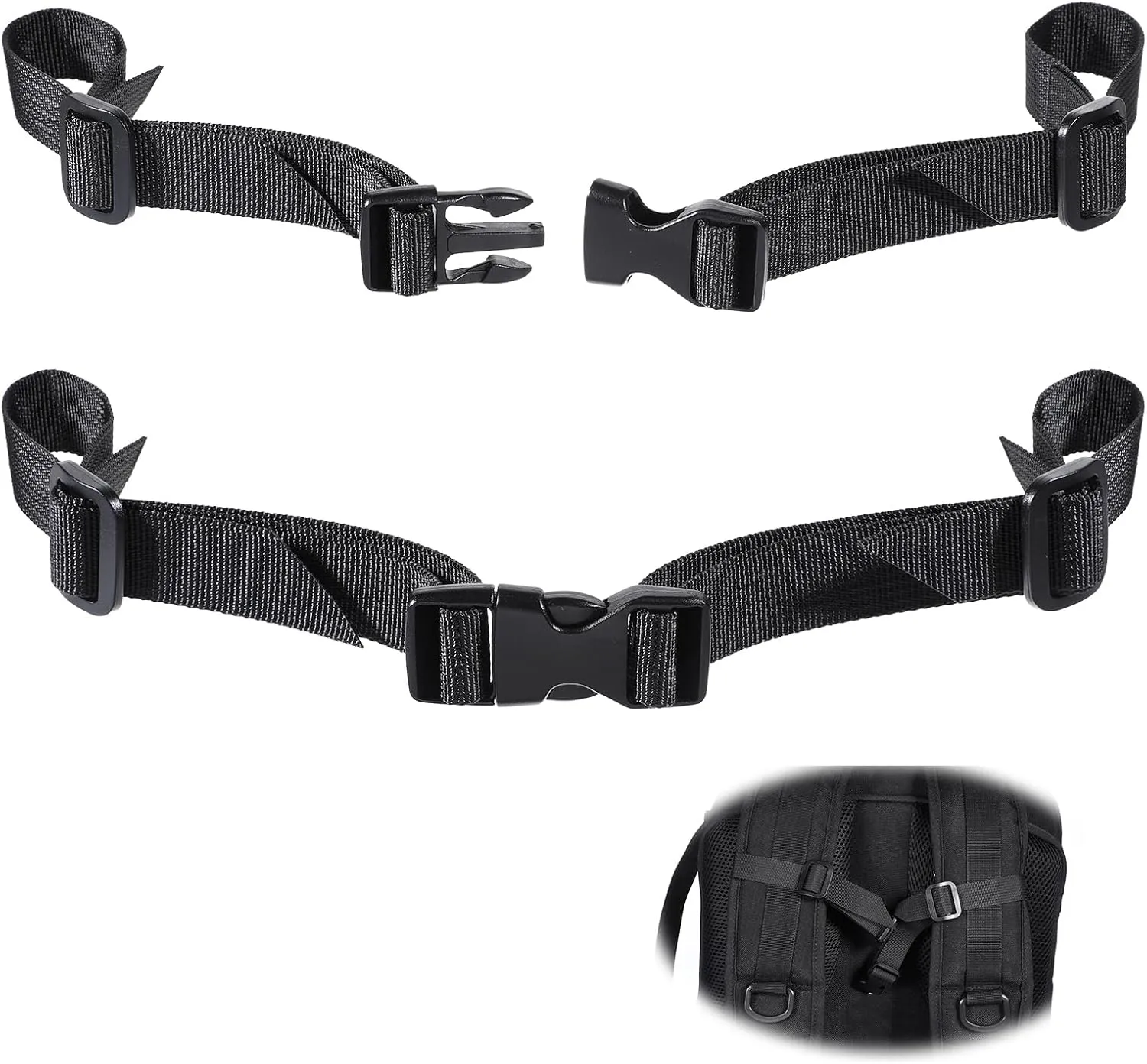 2 Pack Universal Backpack Chest Strap, Adjustable Replacement Backpack Sternum Strap Chest Harness Secures Chest Belt with Quick Release Buckle Outdoor Backpack Accessories