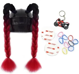 2 Psc Helmet Pigtail Motorcycle Helmet Ponytail Bicycle Helmet Braids Hair Tails for Any Helmets Decorations Cup Reusable