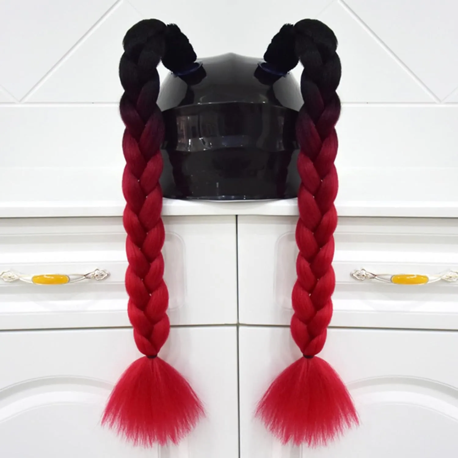 2 Psc Helmet Pigtail Motorcycle Helmet Ponytail Bicycle Helmet Braids Hair Tails for Any Helmets Decorations Cup Reusable