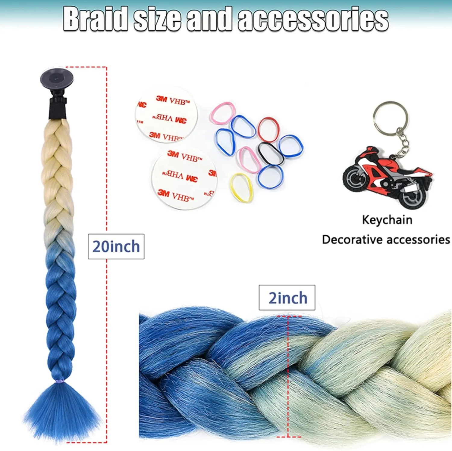 2 Psc Helmet Pigtail Motorcycle Helmet Ponytail Bicycle Helmet Braids Hair Tails for Any Helmets Decorations Cup Reusable