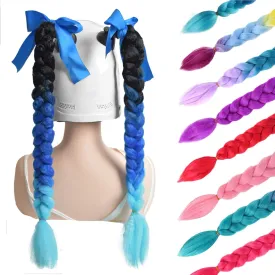 2pc Helmet Pigtail with Detachable Suction Cup Motorcycle Helmet Ski Helmet Ponytail Bicycle Helmet Braids Hair Tails for Any Helmets Decorations 23inch (Helmet not Included)