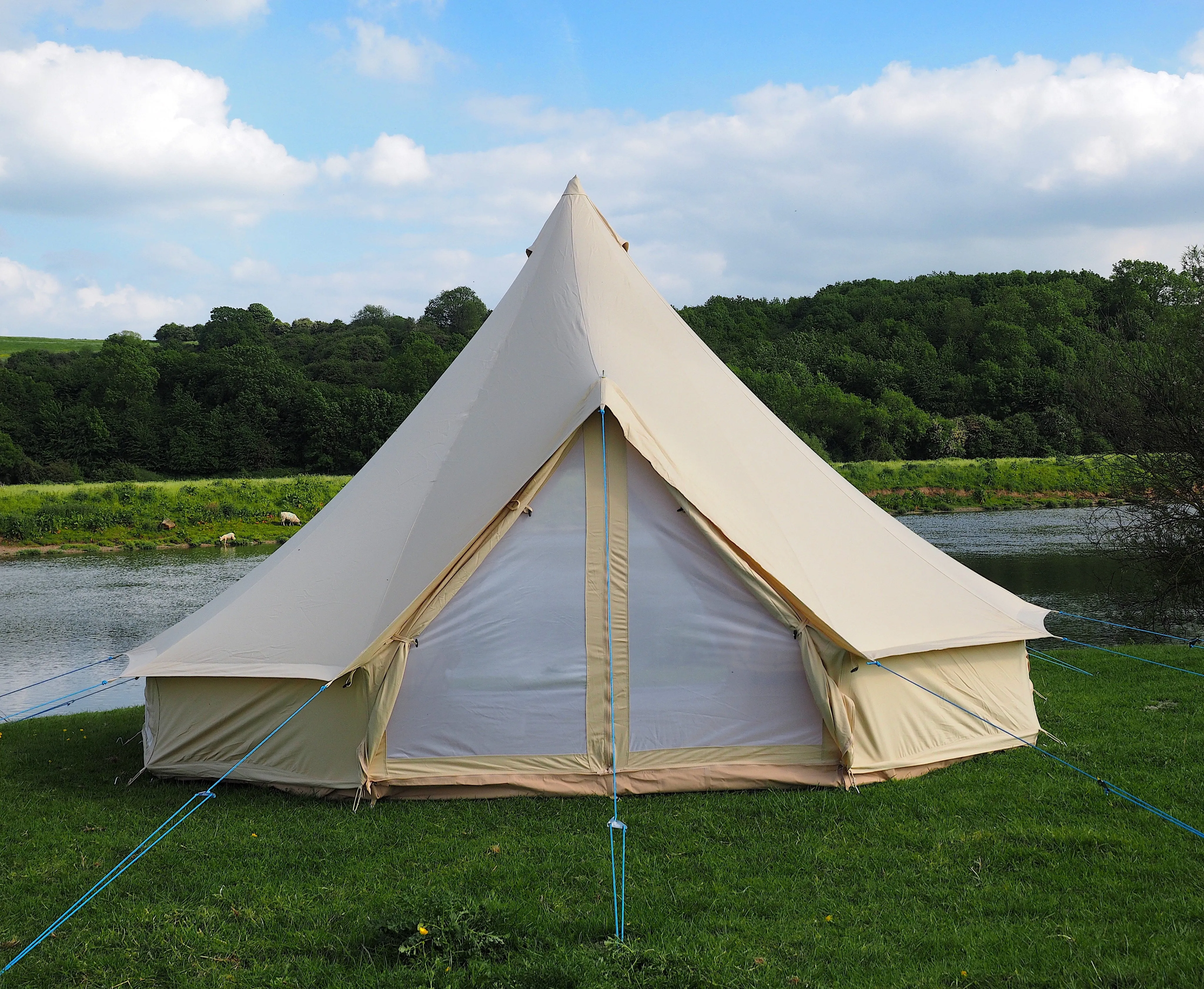 6m Bell Tent 285gsm 100% Natural Canvas | Twin Door