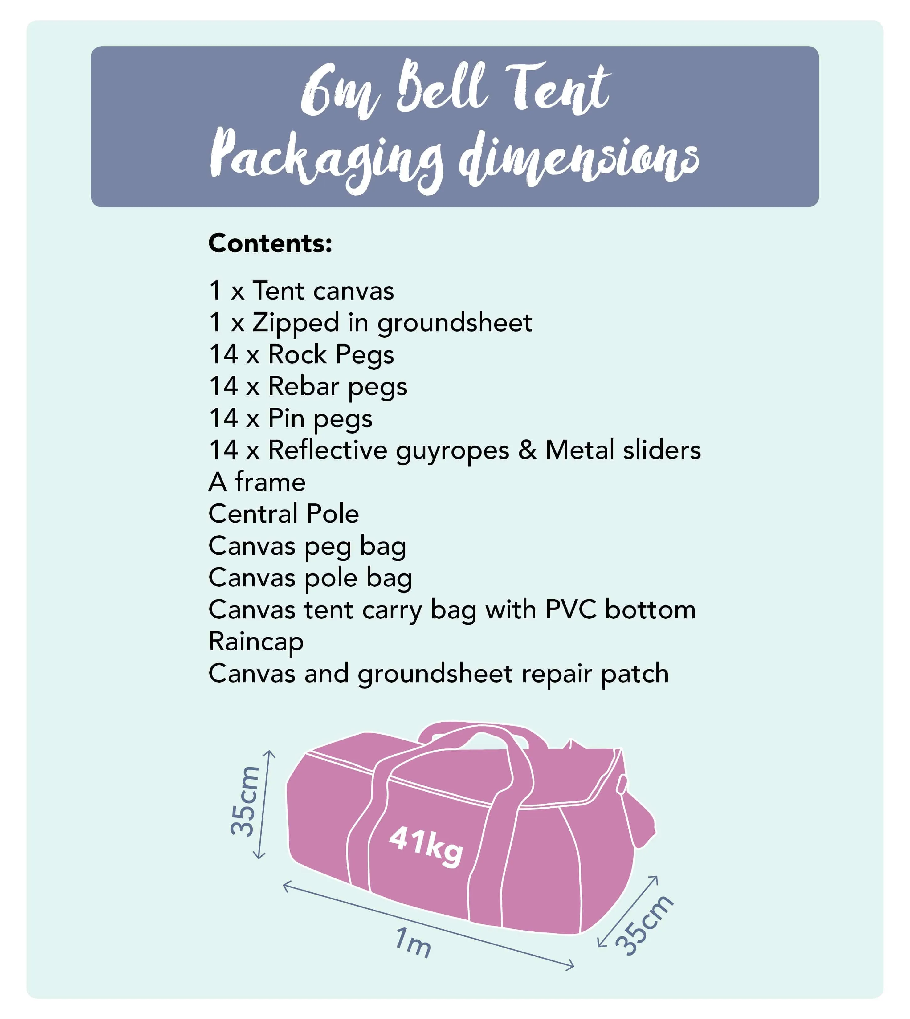 6m Bell Tent 285gsm 100% Natural Canvas | Twin Door