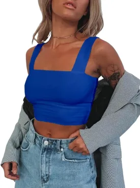 Abardsion Women's Sexy Sleeveless Skinny Basic Strappy Crop Tank Tops 2024