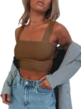 Abardsion Women's Sexy Sleeveless Skinny Basic Strappy Crop Tank Tops 2024