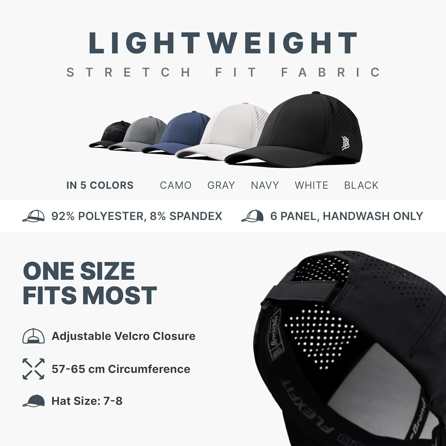 Branded Bills Bare Performance Hat, with Flexfit Sweatband, Adjustable Snapback, Comfort Stretch, Quick Dry, Water Repellent