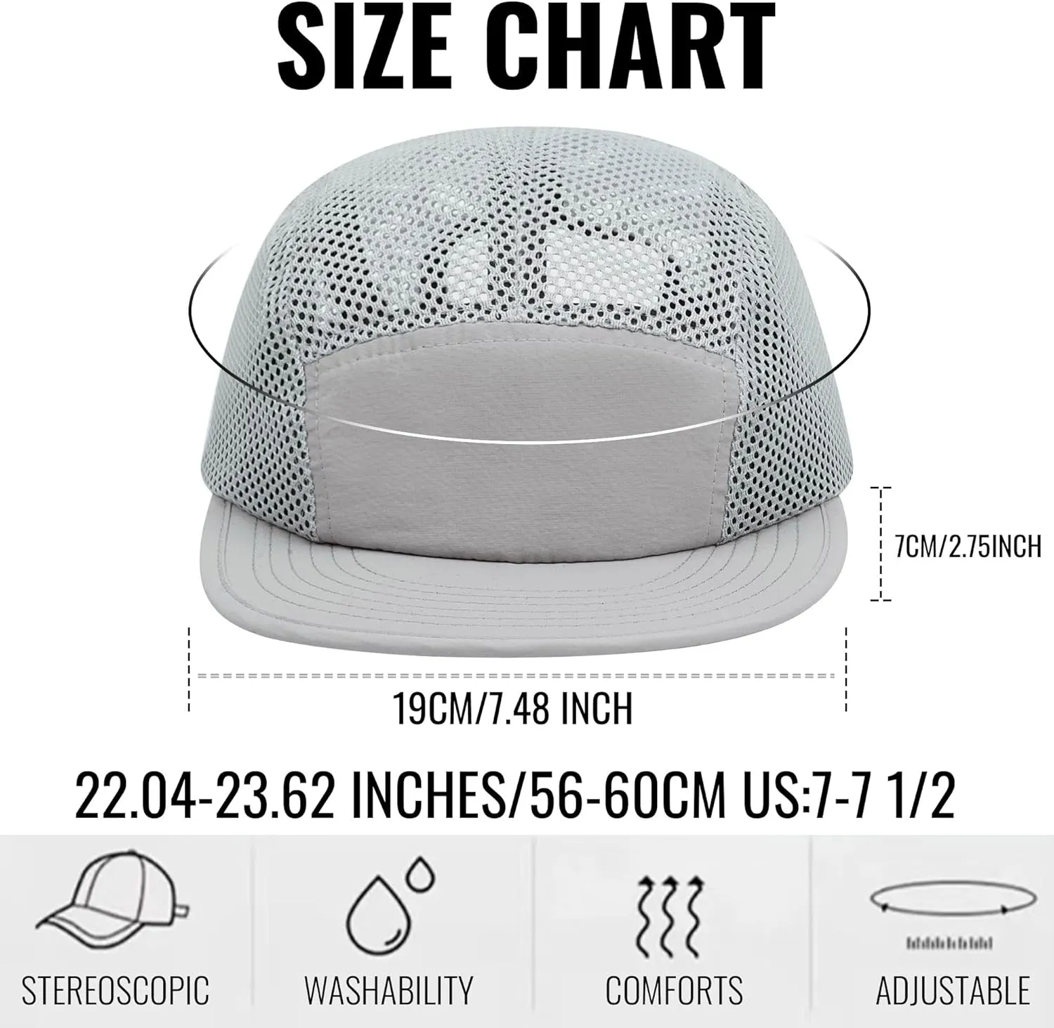 Clakllie 5 Panels Baseball Cap Quick Dry Trucker Hat Cooling Running Hat Flat Bill Cap for Outdoor Breathable Sports Cap
