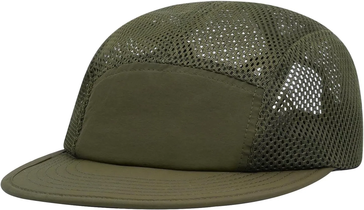 Clakllie 5 Panels Baseball Cap Quick Dry Trucker Hat Cooling Running Hat Flat Bill Cap for Outdoor Breathable Sports Cap