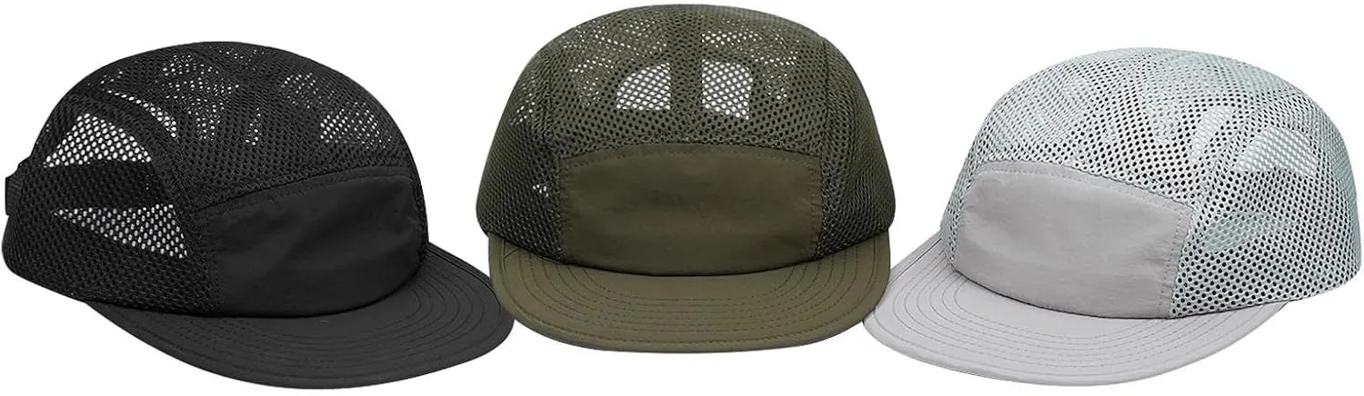 Clakllie 5 Panels Baseball Cap Quick Dry Trucker Hat Cooling Running Hat Flat Bill Cap for Outdoor Breathable Sports Cap
