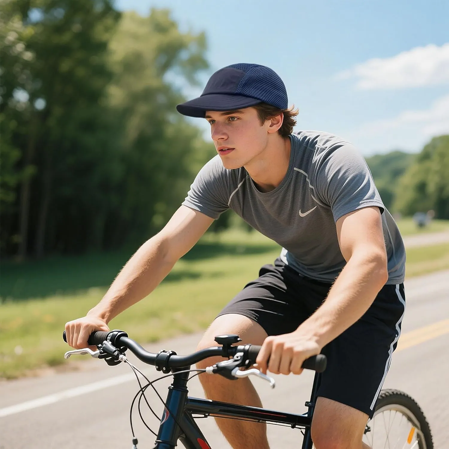 Clakllie 5 Panels Baseball Cap Quick Dry Trucker Hat Cooling Running Hat Flat Bill Cap for Outdoor Breathable Sports Cap