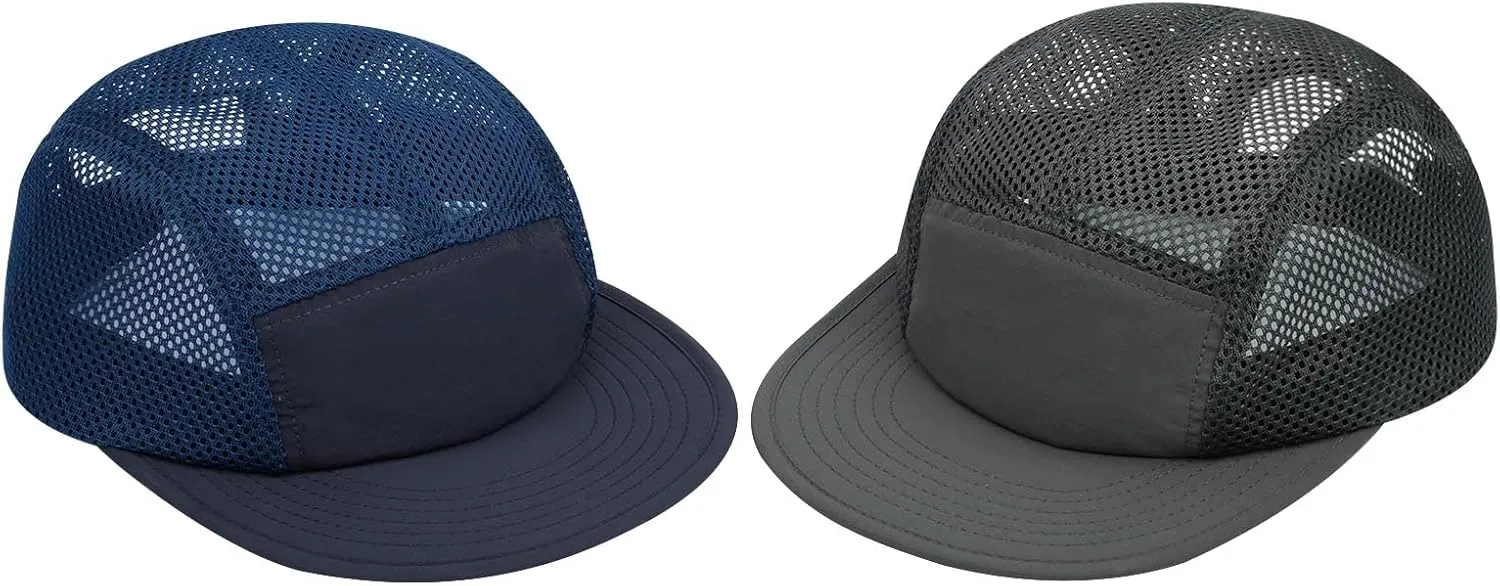 Clakllie 5 Panels Baseball Cap Quick Dry Trucker Hat Cooling Running Hat Flat Bill Cap for Outdoor Breathable Sports Cap