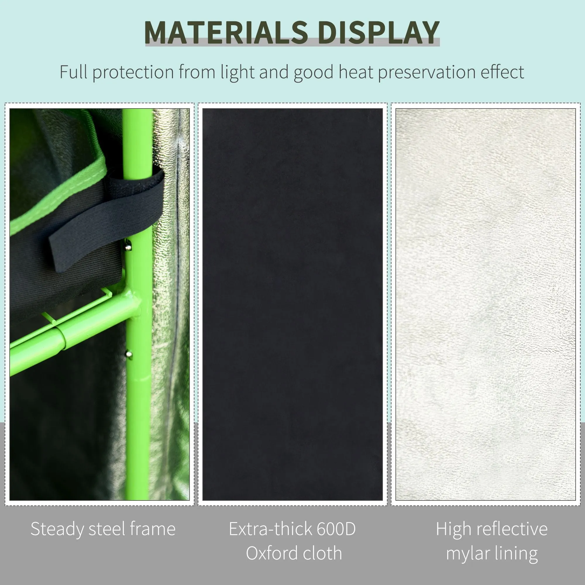 Hydroponic Plant Grow Tent 80L x 80W x 160Hcm-Black/Green