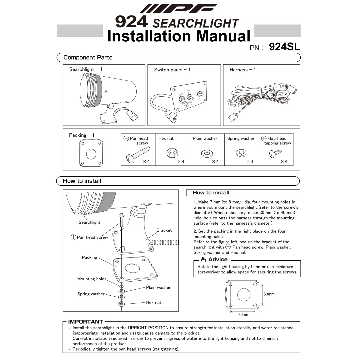 IPF 924SL LED Spot Beam Searchlight Kit | Pack of 1