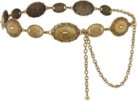 JASGOOD Western Concho Belt Women Cowgirl Metal Belts Boho Waist Link Chain Country Concert Outfit for Dress