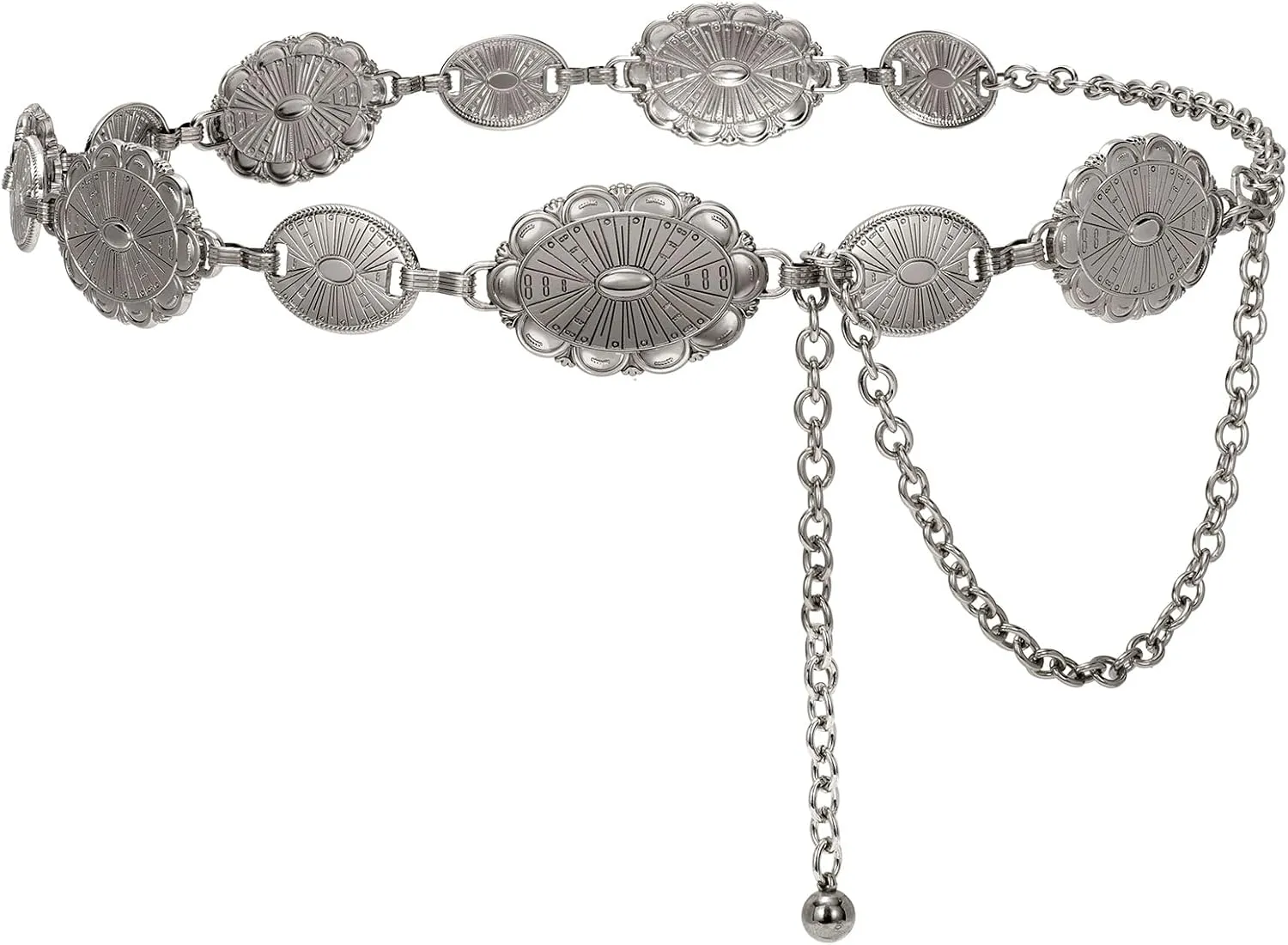 JASGOOD Western Concho Belt Women Cowgirl Metal Belts Boho Waist Link Chain Country Concert Outfit for Dress