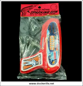 Jet Gun In Original Packaging. Vintage Tin Plate Toy Space Ray Gun, Takatoku, Japan.