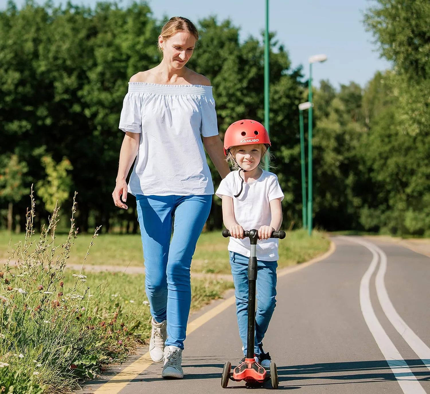 KAMUGO Kids Bike Helmet, Toddler Adjustable Helmet for Ages 2-14 Kids Boys Girls Multi-Sport Helmet for Skateboard Roller Skateing Bicycle Scooter Blance Bike