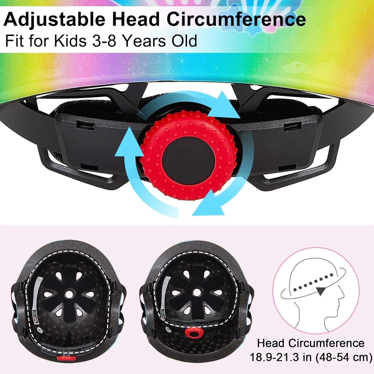 Kids Bike Helmet Adjustable Youth Toddler Helmet with DIY Stickers for Girls Age 3-5-8-14 Years for Bicycle Scooter Skateboard Roller Skating