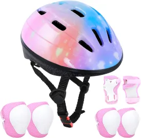 Kids Bike Helmet Suitable for Ages 3-8 Years Boys Girls, Adjustable Toddler Helmet with Knee Elbow Pads Wrist Guards Sports Protective Gear Set for Bike Bicycle Skateboard Scooter