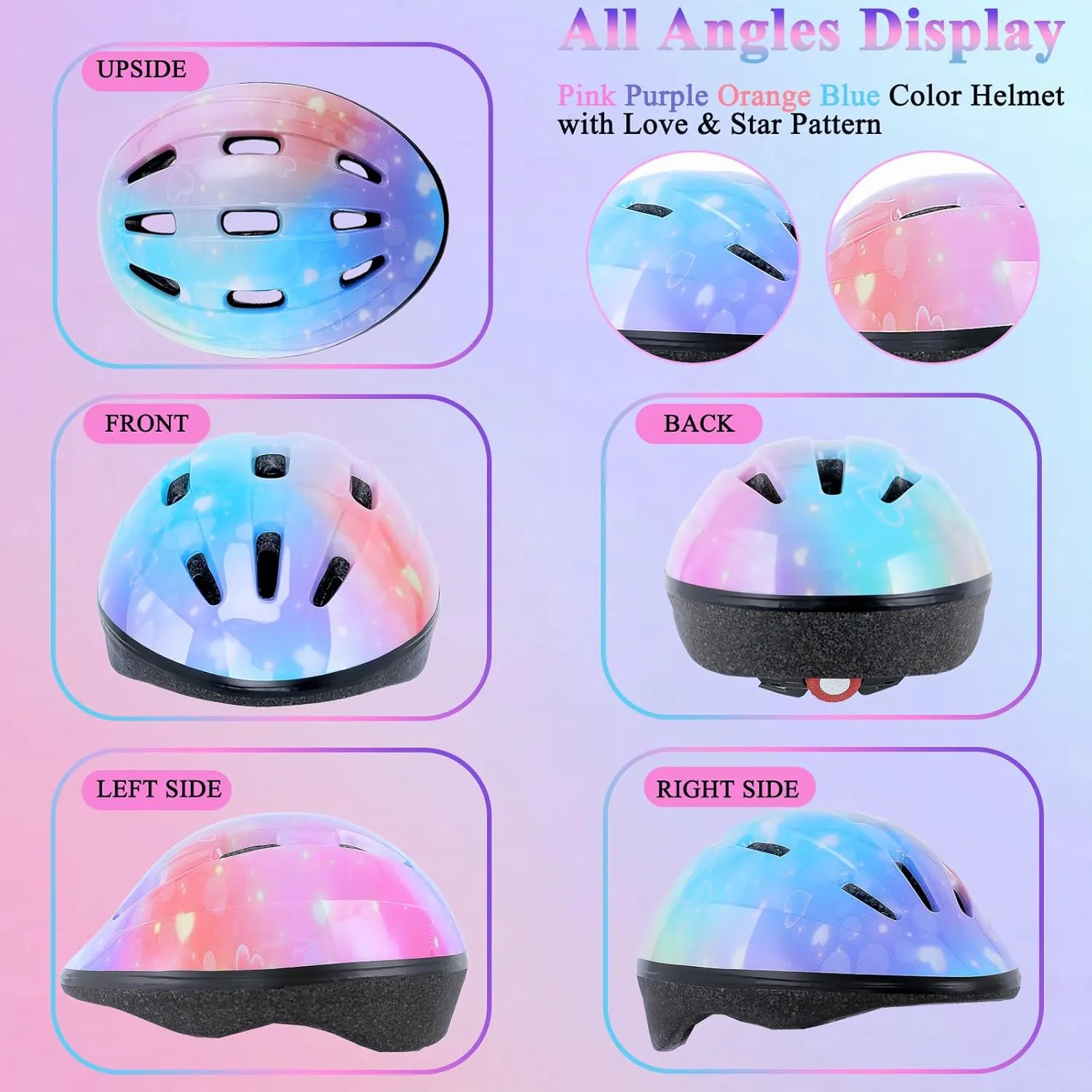 Kids Bike Helmet Suitable for Ages 3-8 Years Boys Girls, Adjustable Toddler Helmet with Knee Elbow Pads Wrist Guards Sports Protective Gear Set for Bike Bicycle Skateboard Scooter