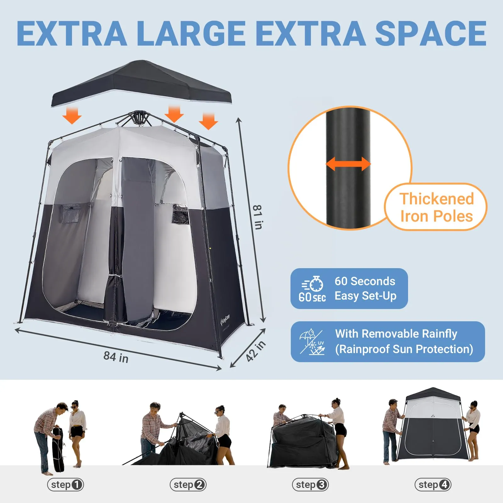 KingCamp MARASUSA Q Double-Room Shower Tent