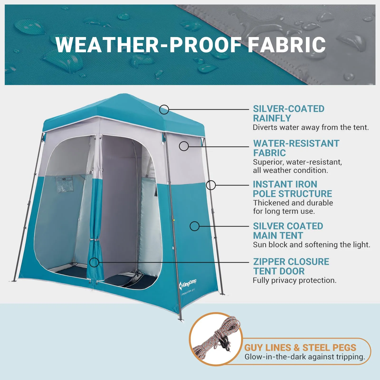KingCamp MARASUSA Q Double-Room Shower Tent