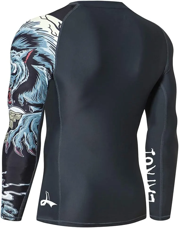 LAFROI Men's Long Sleeve UPF 50  Baselayer Skins Performance Fit Compression Rash Guard-CLYYB