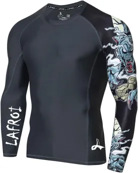 LAFROI Men's Long Sleeve UPF 50  Baselayer Skins Performance Fit Compression Rash Guard-CLYYB