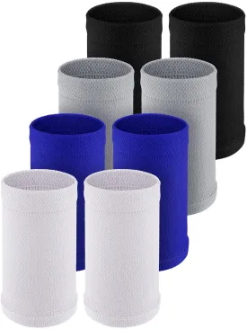 Newcotte 4 Pairs Compression Wrist Support Brace for Men and Women - Breathable Thin Bands for Sports, Improve Circulation, Relieve Pain (Black, White, Gray, Small)