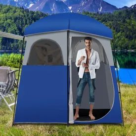NNECW Double-Room Camping Shower Toilet Tent with Floor for Outdoor