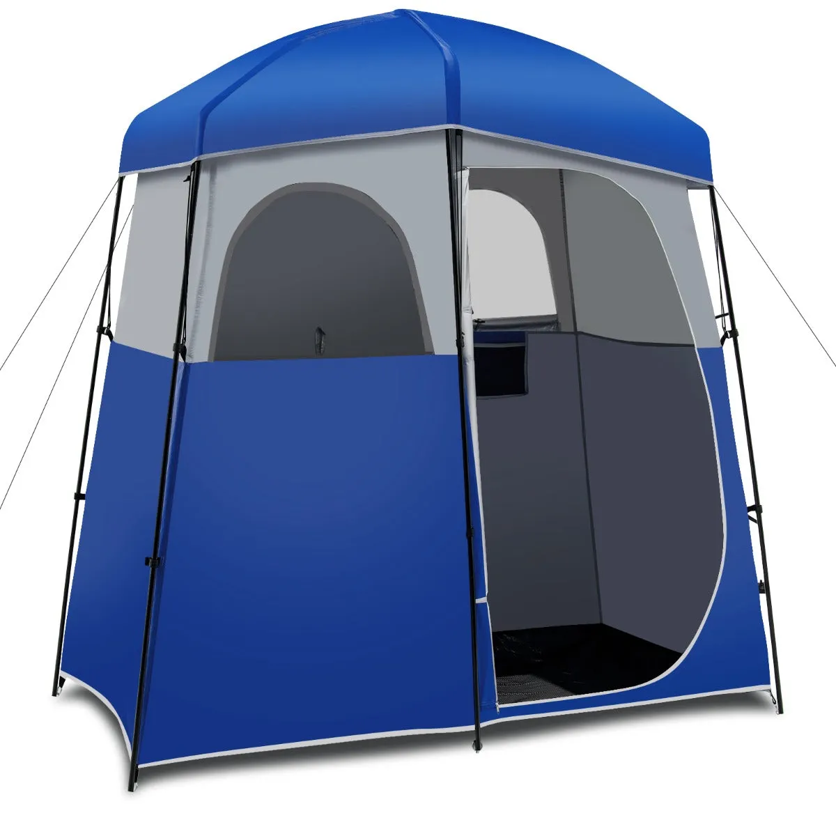 NNECW Double-Room Camping Shower Toilet Tent with Floor for Outdoor