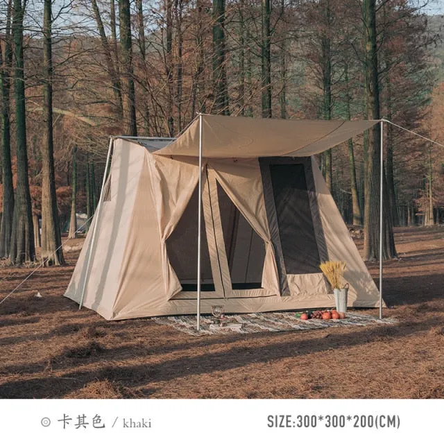 Outdoor Glamping Cotton Fabric Cloth Roof Top Tent 5-8 Person with Rainfly Camping Gear Equipment