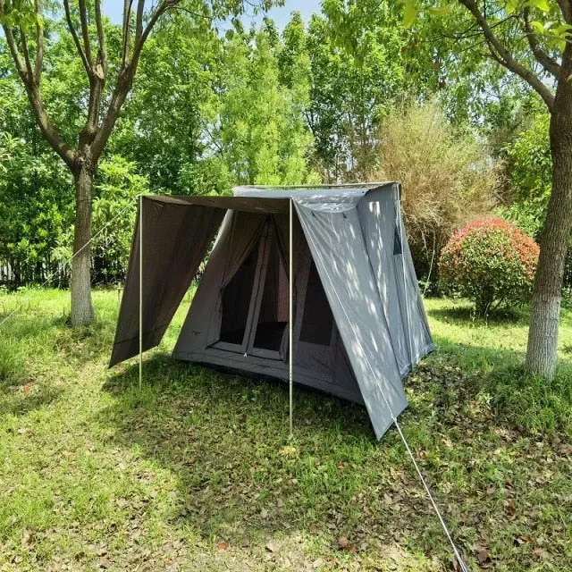 Outdoor Glamping Cotton Fabric Cloth Roof Top Tent 5-8 Person with Rainfly Camping Gear Equipment