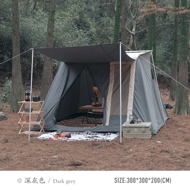 Outdoor Glamping Cotton Fabric Cloth Roof Top Tent 5-8 Person with Rainfly Camping Gear Equipment