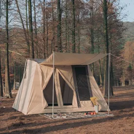Outdoor Glamping Cotton Fabric Cloth Roof Top Tent 5-8 Person with Rainfly Camping Gear Equipment