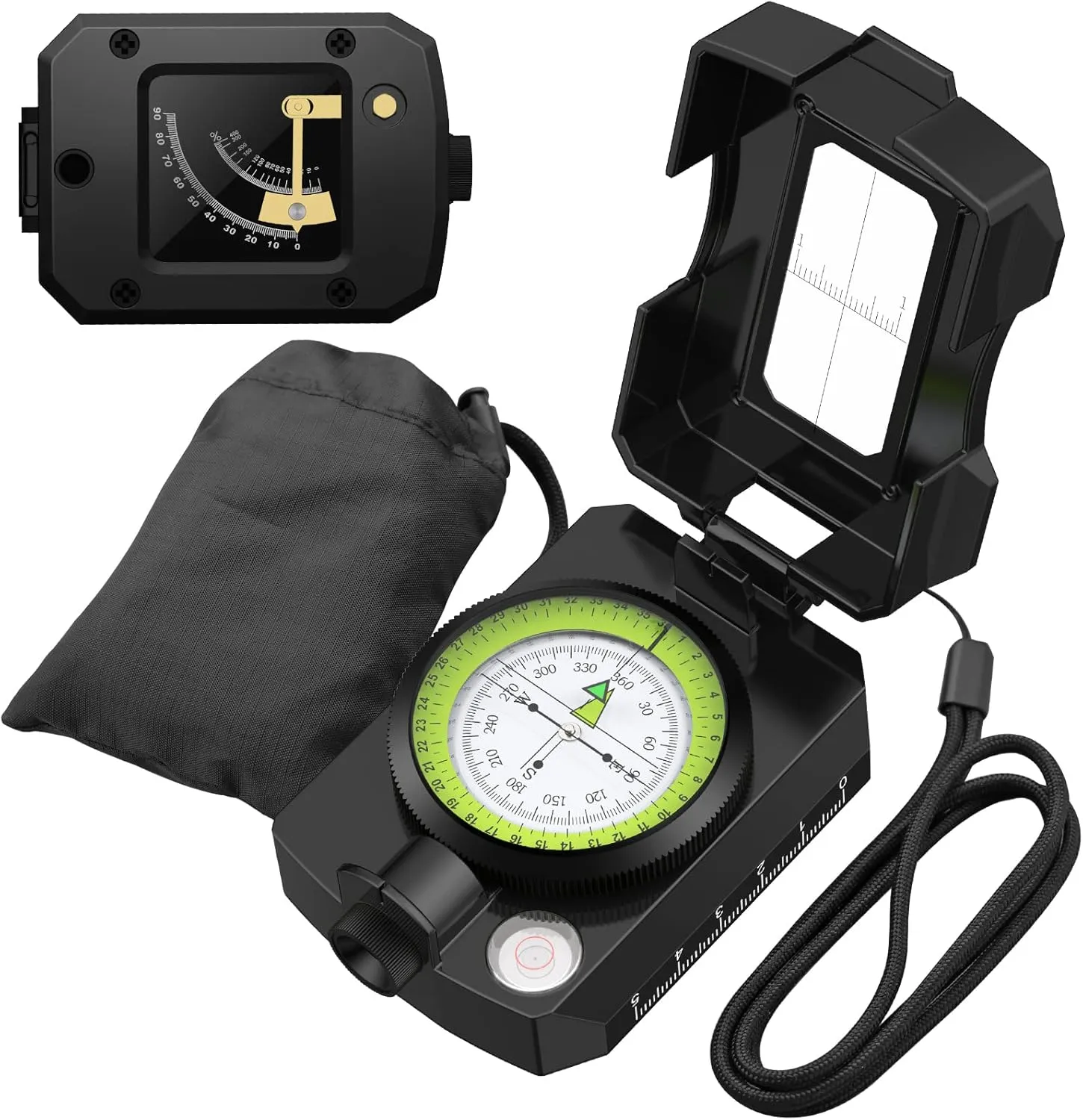 Proster IP54 Hiking Compass with Sighting Clinometer Professional Military Compass Aluminum Alloy Camping Compass Waterproof with Carry Bag