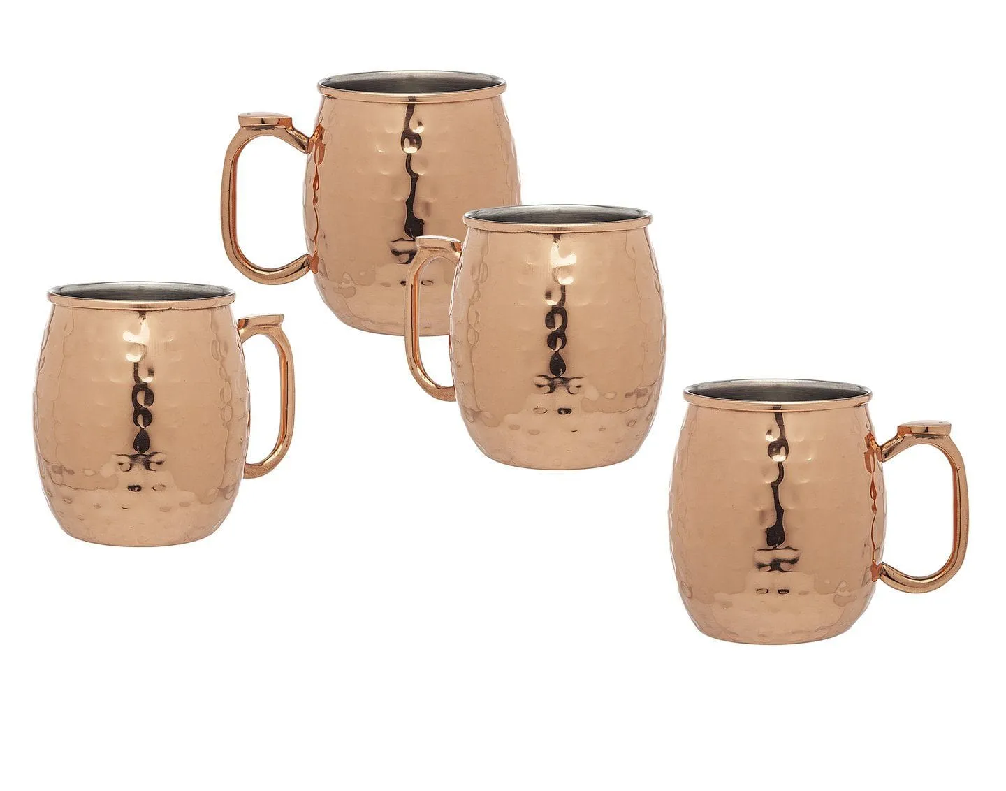 S/4 Hammered Copper Mugs