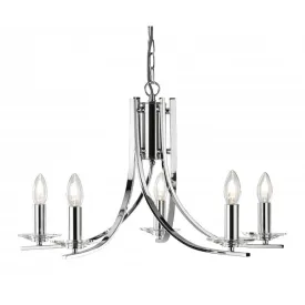 Searchlight 4165-5CC Ascona - 5 Light Ceiling Chrome Twist Frame With Clear Glass Sconces