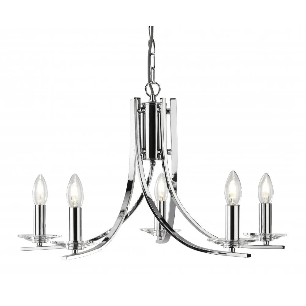 Searchlight 4165-5CC Ascona - 5 Light Ceiling Chrome Twist Frame With Clear Glass Sconces
