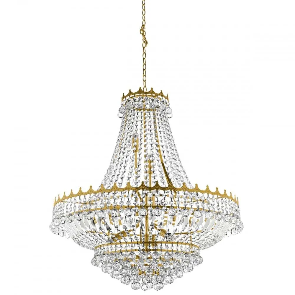 Searchlight 9112-82GO Versailles - 13 Light (dia 82cm) Clear Crystal Chandelier Gold Frame