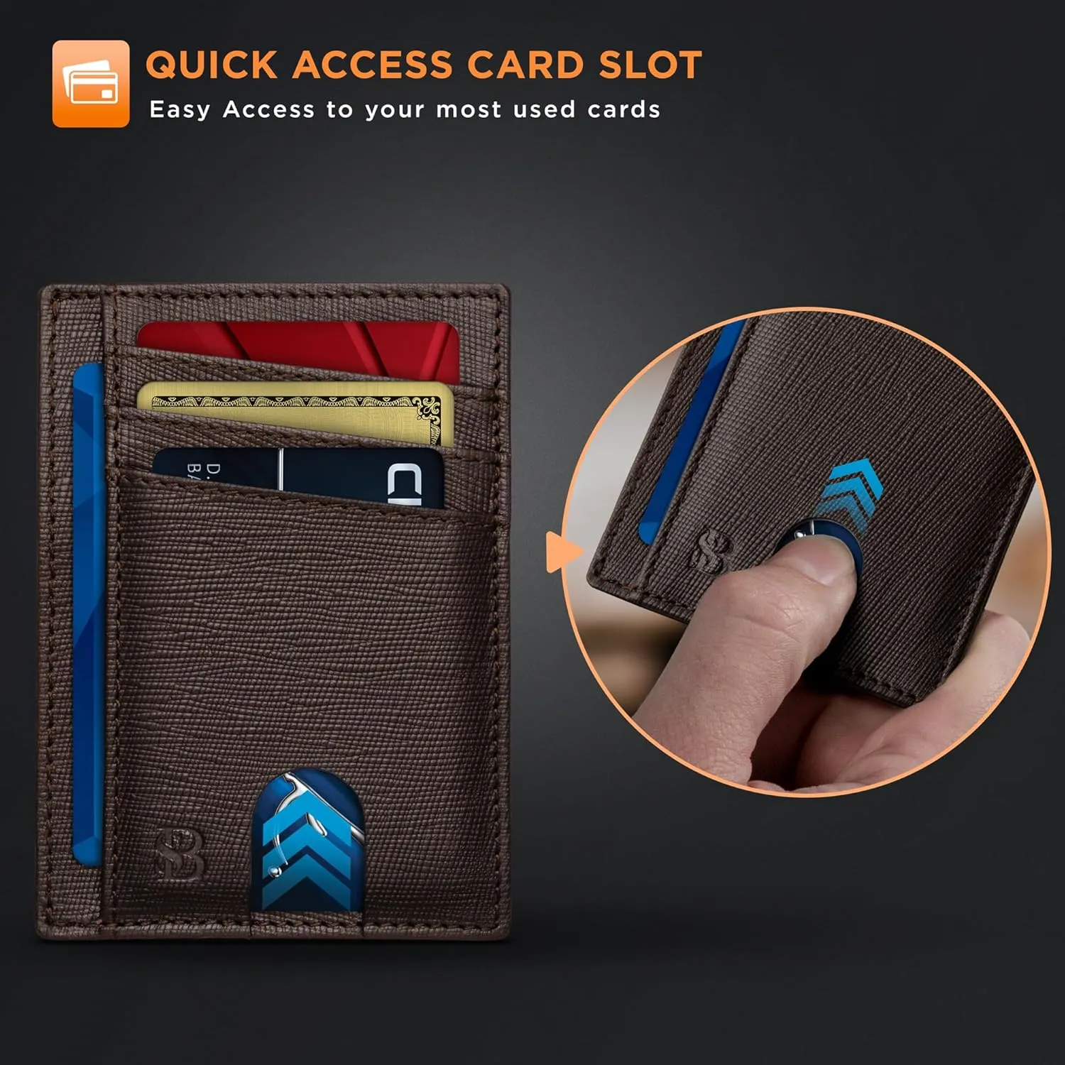 SERMAN BRANDS RFID Blocking Slim Minimalist Mens Front Pocket Wallet. Thin Card Holder. Full Grain Leather Wallets for Men