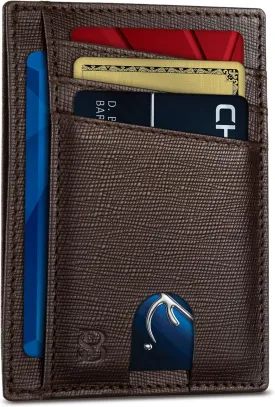 SERMAN BRANDS RFID Blocking Slim Minimalist Mens Front Pocket Wallet. Thin Card Holder. Full Grain Leather Wallets for Men