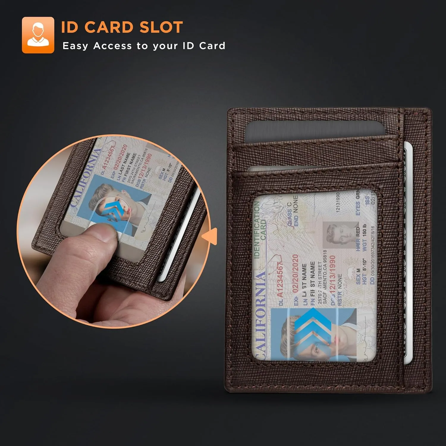 SERMAN BRANDS RFID Blocking Slim Minimalist Mens Front Pocket Wallet. Thin Card Holder. Full Grain Leather Wallets for Men