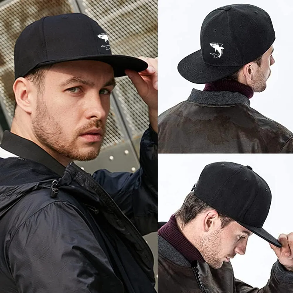 Snapback Hats for Men Flat Bill Black Adjustable Baseball Cap Trucker Hat for Dad American Flag Pirate Skull Caps Cool