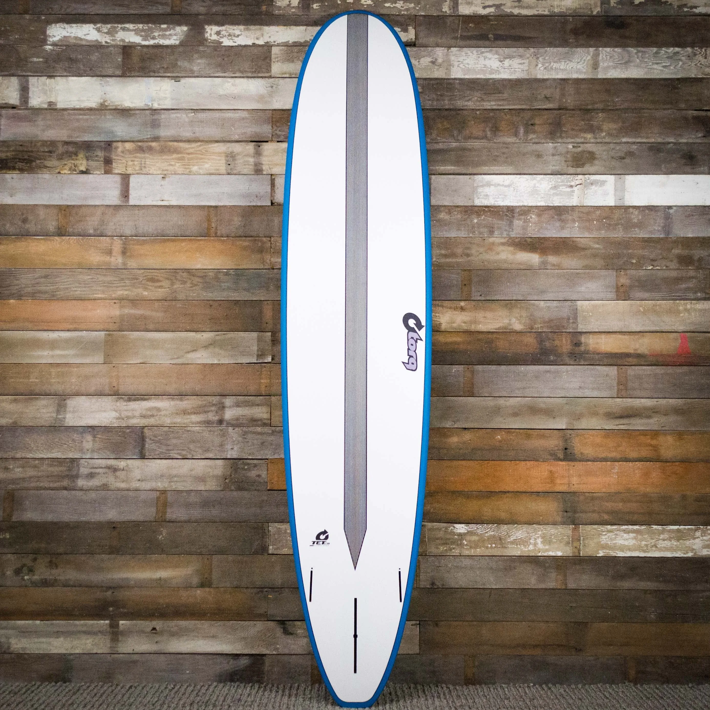 Torq Longboard TET-CS 9'0 x 22 3/4 x 3 1/8 Surfboard - White/Teal/Carbon Strip
