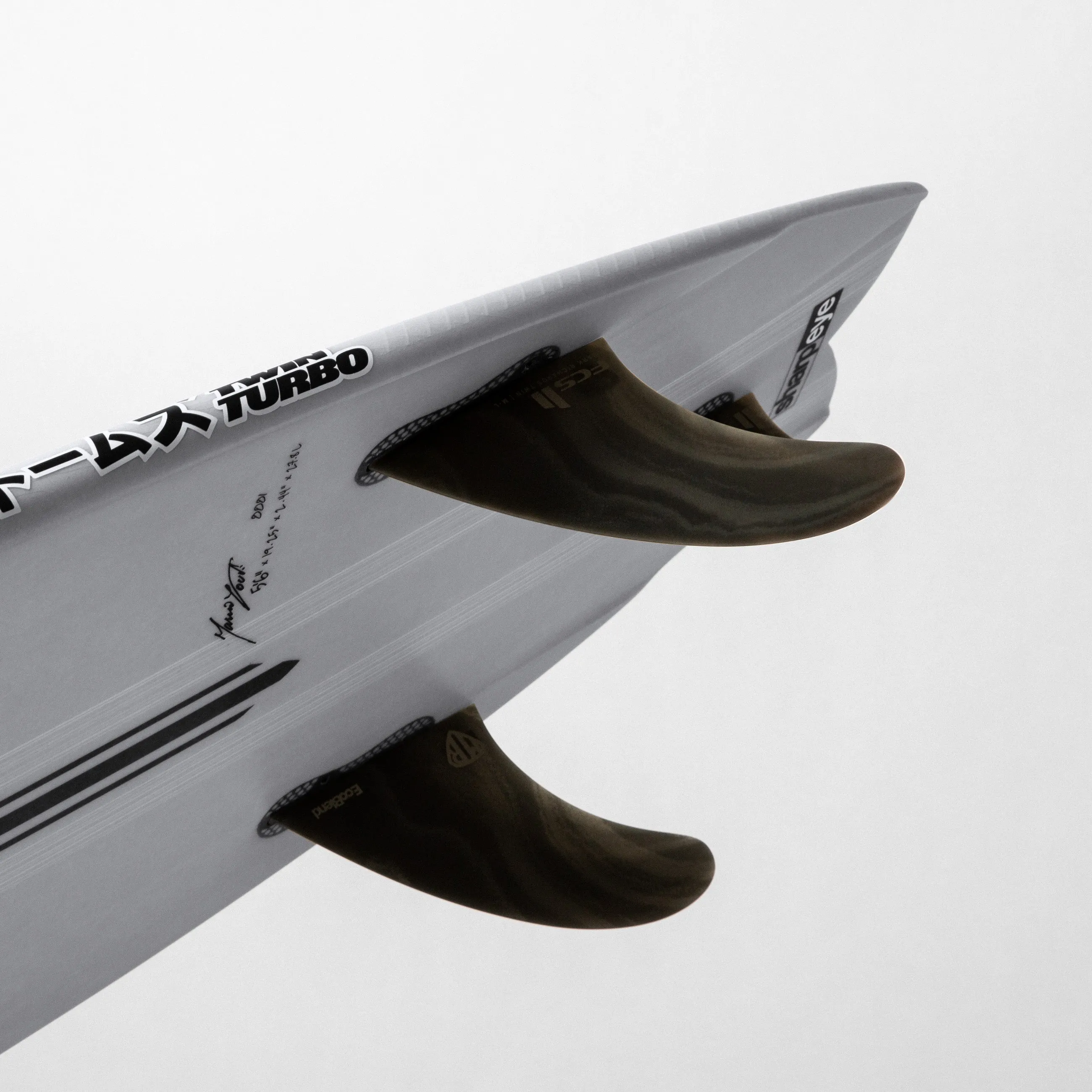 TWIN TURBO (E3 LITE) 5'4" x 19.0 X 2.38 - 26.00L, Swallow, 3x  FCS 2 Fin Boxes, Epoxy E3 - ID:941549