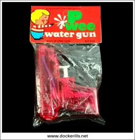 Vintage Water Pistol. P Wee Water Gun, Transparent Red, Hong Kong. 1960's/1970's.